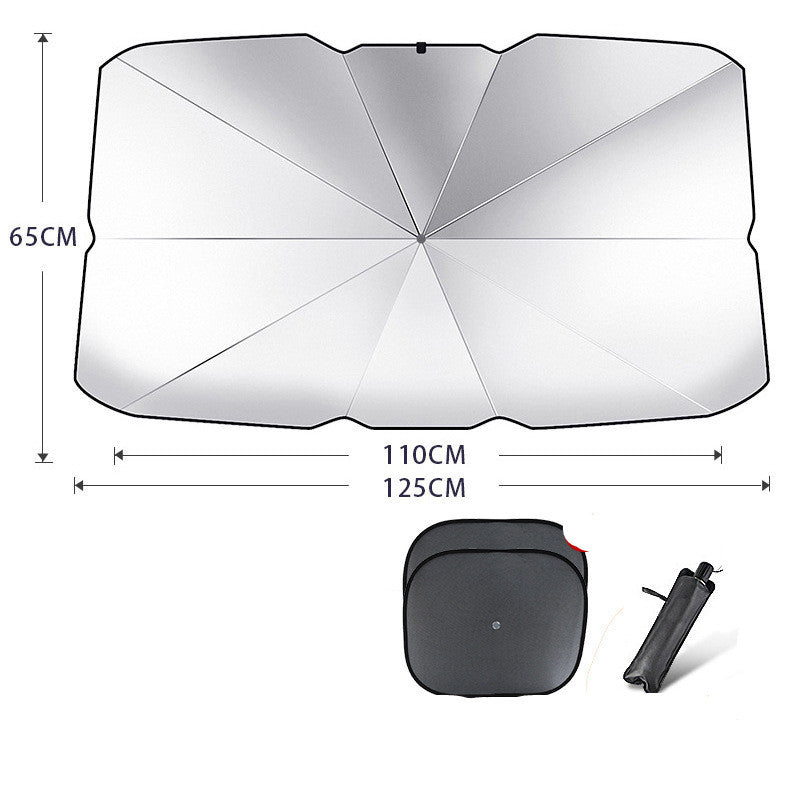 Foldable Windscreen Sun Shade Umbrella - Coated silver / Small with 2pcs mesh