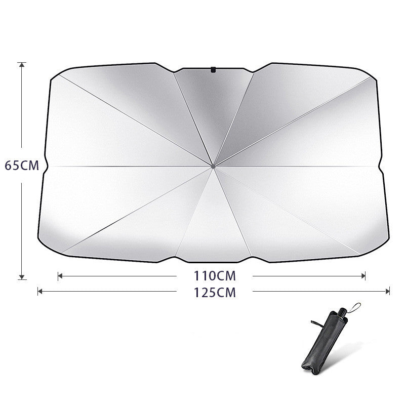 Foldable Windscreen Sun Shade Umbrella - Titanium silver / Small