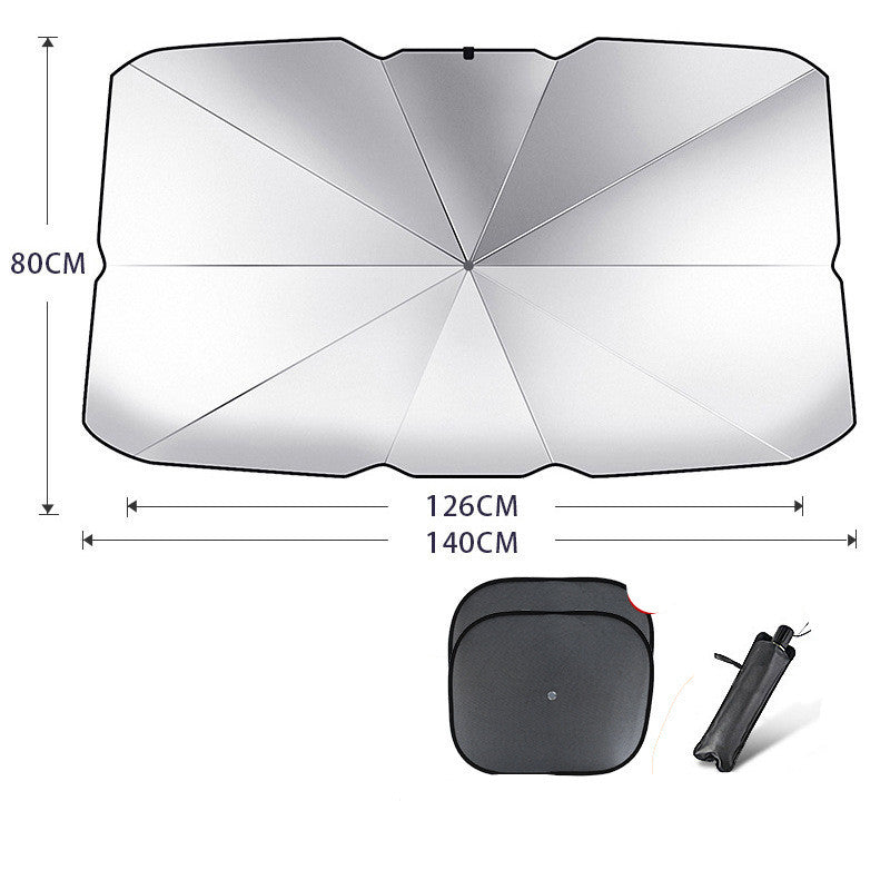 Foldable Windscreen Sun Shade Umbrella - Titanium silver / Large with 2pcs mesh